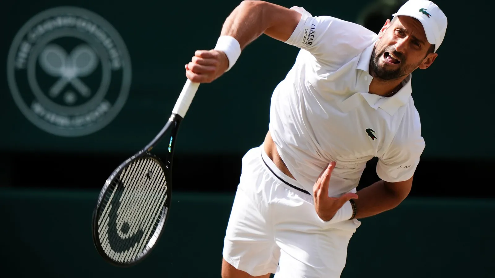 Novak Djokovic in action against Jannik Sinner