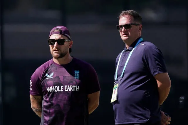 England head coach Brendon McCullum with ECB director Rob Key